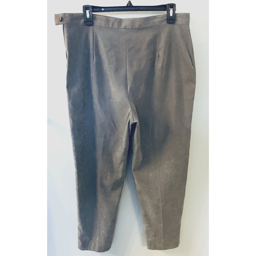 Petites by Inclinations Gray Faux Suede Dress Pants Side Zip Size 14P - Picture 5 of 5